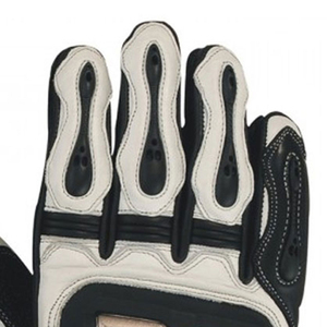 Guantes de Motociclismo de Cuero Blanco y Negro, Guantes de Protección para Motociclistas, Guantes de Seguridad para Motociclistas con Dedos Completos - Product Image 5