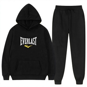 Ensemble de survêtement unisexe personnalisé EVERLAST imprimé, style streetwear hip-hop automne, avec sweat à capuche et pantalon de jogging tricoté 100% coton - Product Image 3