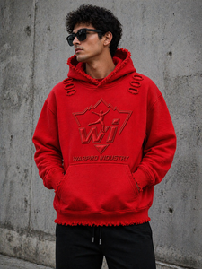 Sudadera con Capucha Oversize para Hombre, Estilo Desgastado, Básica, de Algodón, Informal, Estilo Urbano, Cálida, Premium, Conjunto de Moda - Product Image 3