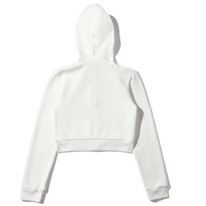 เสื้อฮู้ดครอปซิปเต็มตัว สีขาว ทรงโอเวอร์ไซส์ สไตล์สตรีทแวร์ สำหรับผู้หญิง มีซิปด้านหน้า แฟชั่นลำลอง - Product Image 3