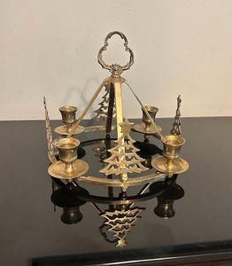 Brass Christmas Candelabra With <b>Tree</b> Design 4-Candle Holder Home Decoration Durable Metal Candle Stand Geometric metal lantern - Product Image 4