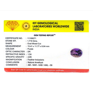 Certified Natural Amethyst 8.55 Carat Faceted Heart Cut Loose Gemstone for Fine Jewelry - Product Image 4