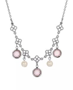 Collana a girocollo con perle finte in cristallo color argento |   2028 - Product Image 1