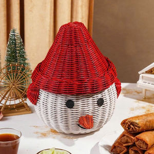 Cesta Rústica Tejida de Muñeco de Nieve, Decoración Navideña de Ratán Natural, Colgantes de Almacenamiento Ecológicos Hechos a Mano DIY - Product Image 4