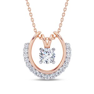 Collier pendentif en or rose avec diamant rond taille brillant central, idéal pour les bijoux de fiançailles pour femmes - Product Image 1