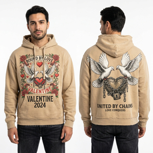 Sweat à capuche violet teint en pièce avec motif cœur-œil de fil barbelé 'Forever Scarred', streetwear personnalisé pour hommes, collection hiver - Product Image 6