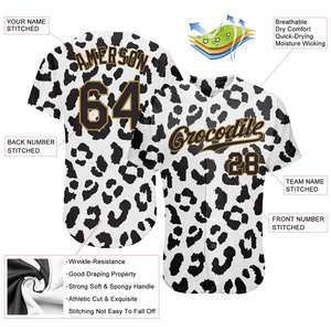 Maillot de baseball personnalisé à imprimé léopard, manches courtes, unisexe, adulte, respirant, en polyester, avec nom d'équipe 00, design sublimé - Product Image 2