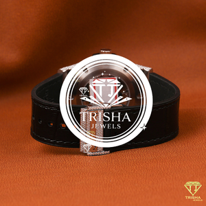 Reloj de Lujo con Diamantes Moissanite en Oro Rosa, Correa de Cuero Negra y Esfera de Diseño Completamente Adornada - Product Image 2
