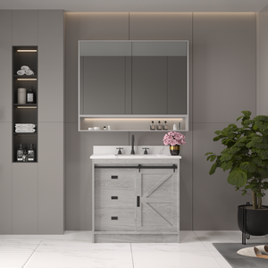 Tocador de baño independiente elegante moderno de JY Vietnam completamente ensamblado con carcasa de MDF y espejo exportación del mercado americano - Product Image 4