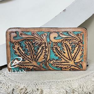 2025 Latest Design Hand Tooled Cow Leather <b>Wallet</b> Fashion Trendy Genuine Leather Zipper Closure <b>Card</b> <b>Holder</b> Clutch for Women's - Product Image 1