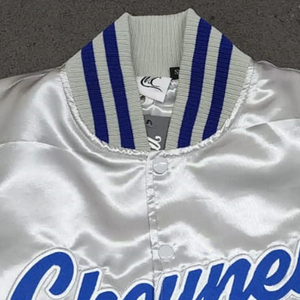 Veste bomber varsity pour homme, imperméable et coupe-vent, avec logo personnalisé brodé, en tissu de soie et satin, très vendue - Product Image 6