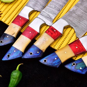 Premium Damascus Steel Chef <b>Knife</b> Set with Wood & <b>Bone</b> <b>Handle</b> Design for Home Kitchen Cooking Food Preparation Chef <b>Knife</b> Sets - Product Image 2