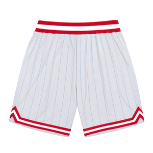 <b>Men</b> <b>White</b> Red Sublimated Mesh Basketball <b>Shorts</b> Digital Print Polyester Performance Sportswear Team Training Uniform Clothing - Product Image 2