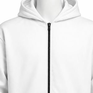 Veste zippée oversize en mélange de coton, coupe ajustée, sweat à capuche sport avec fermeture éclair noire, sweat à capuche unisexe personnalisé entièrement zippé en polaire - Product Image 3
