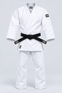 Uniforme de Karate SHH Blanco 100% Algodón para Adultos Unisex, Uniforme de Artes Marciales Resistente con Cinturón Negro y Logotipo en la Manga Izquierda - Product Image 5