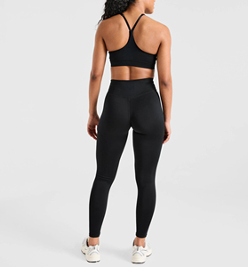 Leggings de Yoga Largos sin Costuras, Color Negro Sólido, Spandex y Poliéster, Pantalones Deportivos para Mujer, Elásticos, Estilo Simple, Ecológicos - Product Image 5