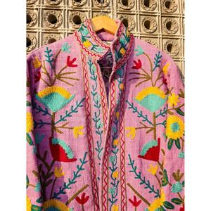 Chaqueta de Invierno para Mujer, Lavanda, Bordada con Flores, Tejida a Mano, Estilo Boho, Acolchada, de Algodón, Vintage, Étnica, Talla Grande - Product Image 2