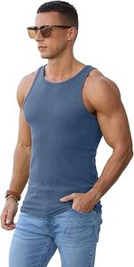 Débardeur de sport côtelé en coton épais respirant pour homme, personnalisable avec logo, séchage rapide, idéal pour la gym, le fitness et les entraînements décontractés - Product Image 5