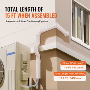Copertura decorativa in PVC per tubi di condizionatori domestici, set da 3 pollici di larghezza x 17,7 piedi di lunghezza, compatibile con 10 condotti dritti - Product Image 2