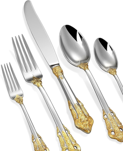 Palace Long Handle Stainless Steel Silverware Cutlery Mirror Polish <b>Flatware</b> Sets Portable Wedding Luxury Metal Knife - Product Image 5