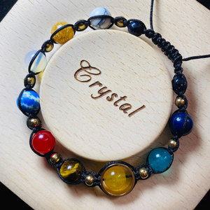 Handmade Macrame Crystal Beaded Bracelet Adjustable Natural Stone Boho Healing Jewelry for Women <b>Men</b> - Product Image 1