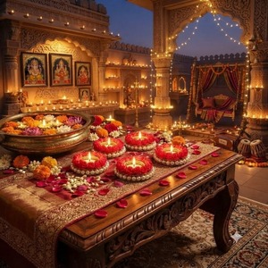 Lanterne Diya Classique Rouge Indienne en Laiton avec Fleurs, Porte-Bougie Traditionnel pour Bougies Chauffe-Plat, Décoration de Table Perlée pour Mariage et Anniversaire - Product Image 3