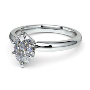 18KT White Gold Marquise Lab Diamond 6 Prong <b>Plain</b> Band Solitaire Comfort Fit Shank Sleek Luxury Bridal Fine Jewelry - Product Image 2