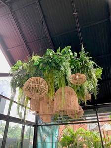 Lampe en bambou vintage faite à la main, luminaire suspendu tissé, abat-jour suspendu au plafond, rotin moderne traditionnel pour salon, chambre à coucher - Product Image 2