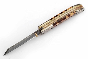 Couteau de poche pliant tactique de survie en plein air à lame Tanto en acier Damas de qualité industrielle avec manche en bois – Prix de gros - Product Image 4