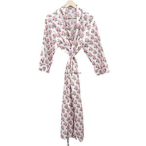 Camisón Ecológico de Alta Calidad, 100% Algodón, con Estampado Floral, Cuello en V y Cierre de Cinturón, para Regalo del Día de la Madre, Venta al Por Mayor - Product Image 4