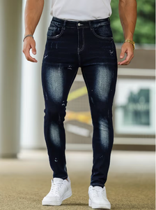 Jeans de Mezclilla Premium TRIBON SPORTS para Hombre, Corte Slim Fit, Secado Rápido, Cintura Media, Lavado Medio, Pierna Recta, Pantalones de Algodón para Venta al Por Mayor - Product Image 4
