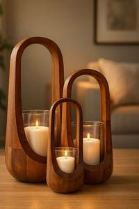 Modern Minimalist Wooden <b>Candle</b> Stand Holder Solid Wood <b>Taper</b> <b>Candle</b> Holder Elegant Home Decor Dining Table Centerpiece - Product Image 5