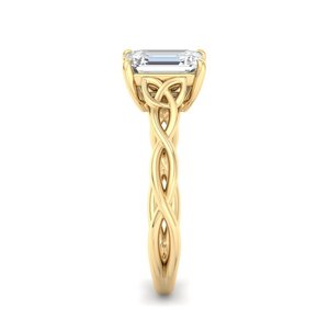 <b>Emerald</b> Cut Moissanite Diamond Rose Tone Celtic Knot <b>Band</b> Romantic Propose Gift 925 Sterling Silver <b>Ring</b> - Product Image 4