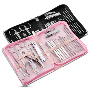 <b>Nail</b> Scissors Grooming Kit With Leather Travel Case Pink colour Manicure Pedicure <b>Set</b> Premium Quality Lightweight Manicure <b>Sets</b> - Product Image 4