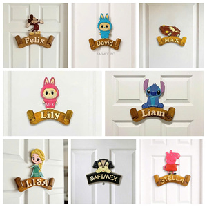 Christmas & Birthday Gift Souvenir for Kids Wooden Plaques <b>Door</b> Hanging Cartoon Decorate Kids Name Sign <b>Plate</b> Vietnam Factory - Product Image 2