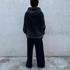 Conjunto de Sudadera con Capucha y Pantalones Deportivos con Logotipo Personalizado, Estilo Streetwear, Lavado Ácido, con Franjas para Hombre - Product Image 5
