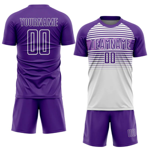 Kit de football personnalisé par sublimation, motif rayé bleu, tissu léger 180 GSM, ensemble personnalisé avec nom et numéro d'équipe - Product Image 2