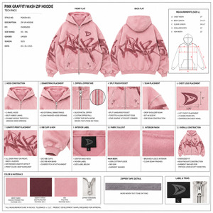 เสื้อฮู้ดดี้สีชมพูโอเวอร์ไซส์สำหรับผู้ชาย พิมพ์ลายกราฟฟิตี สไตล์สตรีทแวร์ ผลิตจากผ้าฝ้ายเฟรนช์เทอร์รี่กันน้ำ เป็นมิตรต่อสิ่งแวดล้อม ทรงปกติ - Product Image 5