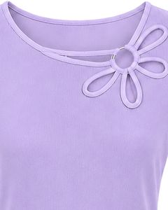 Camiseta de Cuello Redondo con Estampado de Flores de Lavanda para Mujer, Personalizada por el Fabricante, Blusa Informal de Manga Corta para Verano, Suave, Transpirable, para Uso Diario - Product Image 3
