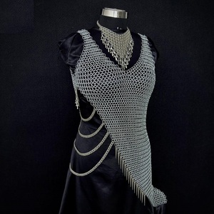 Conjunto de Vestido de Malla de Acero Hecho a Mano con Collar Impresionante, Traje de Armadura para Festival - Product Image 1