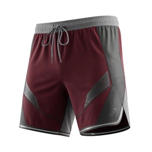 Shorts Bermuda Sport Décontracté pour Homme, Couleur Bordeaux Unie, Respirant, Séchage Rapide, 92% Polyester, Taille Mi-Haute avec Cordon de Serrage - Product Image 3