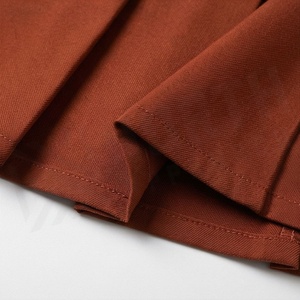 Jupe mini plissée taille haute pour femme, couleur unie, design en forme de A, style décontracté, marron - Product Image 4