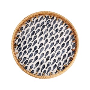 Handcrafted MOP Inlay Rattan <b>Tray</b> for Home Hotel and Resort Décor - Product Image 3