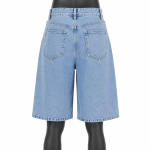 Shorts Bermuda en Jean Taille Haute pour Homme, Coton Écologique Lavé, Longueur Genou, Vêtements Décontractés d'Été, Fabrication OEM - Product Image 5
