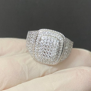 Iced Out Bling Round Cut Moissanite Diamond <b>Men</b>’s Cluster <b>Ring</b> 925 Sterling <b>Silver</b> Statement <b>Ring</b> Hip Hop Jewelry for Gifts - Product Image 1