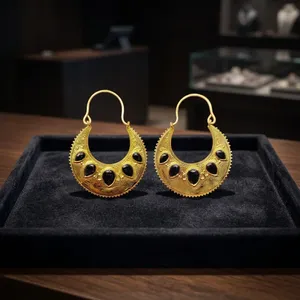 Wholesale Natural Black Onyx Brass Earrings Handmade Gemstone Dangle Drop Jewelry - Product Image 5