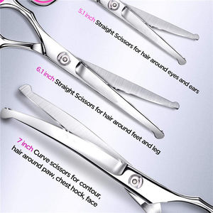 Kit de ciseaux à effiler de qualité supérieure couleur argent 6 pièces, magnifiques kits de barbier avec étui en cuir à fermeture éclair - Product Image 6