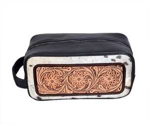 Trousse de Toilette en Cuir Véritable Façon Western, Sac de Voyage en Cuir de Vachette à Poils, Trousse de Rasage et Cosmétiques pour Hommes et Femmes - Product Image 5