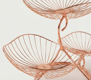 Élégante corbeille à fruits en fil de cuivre à 3 niveaux, design géométrique, paniers de rangement en métal pour présentation sur table - Product Image 3