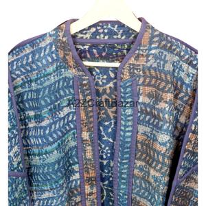 Handmade Kantha Quilted <b>Jacket</b> For Women Boho <b>Hippie</b> Patchwork Coat 100% Pure Cotton Vintage Floral Winter Outerwear - Product Image 6